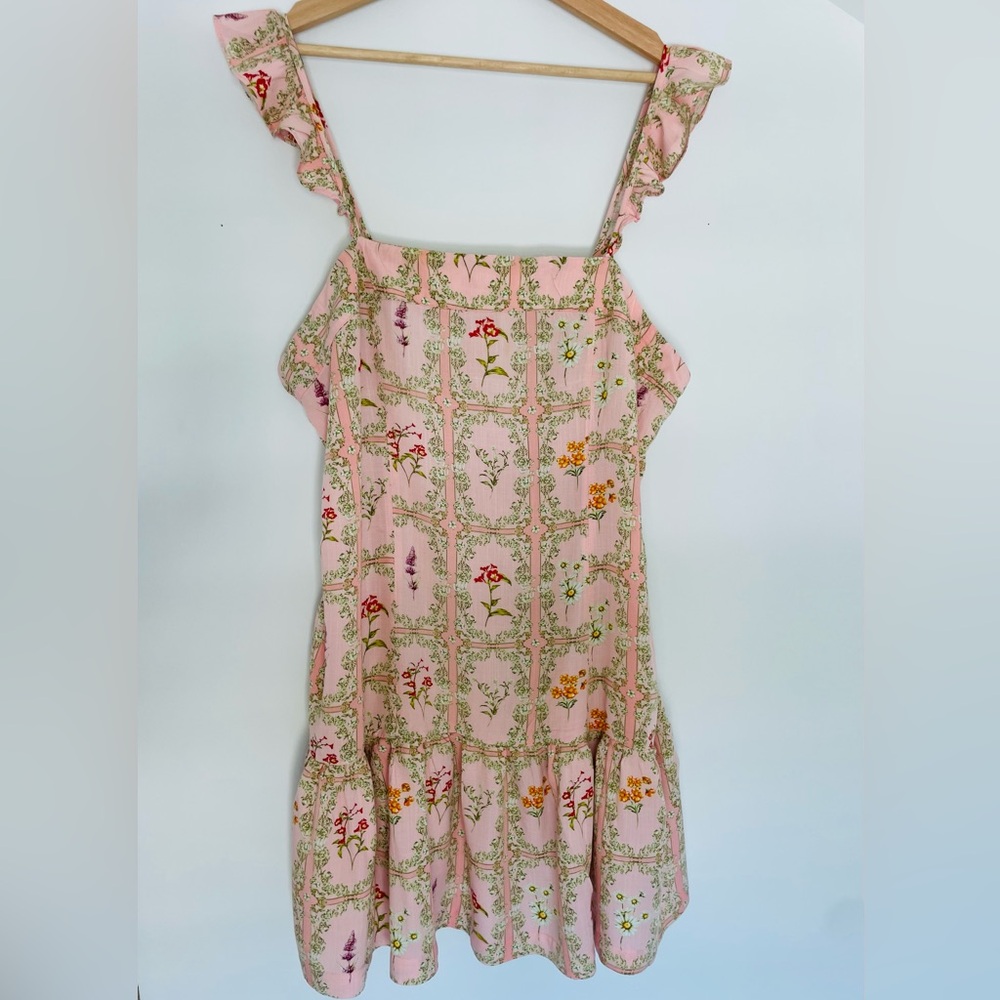 Aguabendita X Target Pink Floral Mini dress with flutter sleeves. Size XL